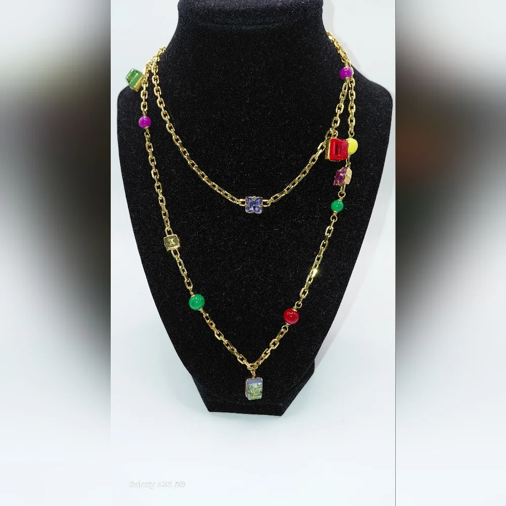 Louis Vuitton Sautoir Plastron Cosmopolotian Lng Necklace W Multi Colored Charms